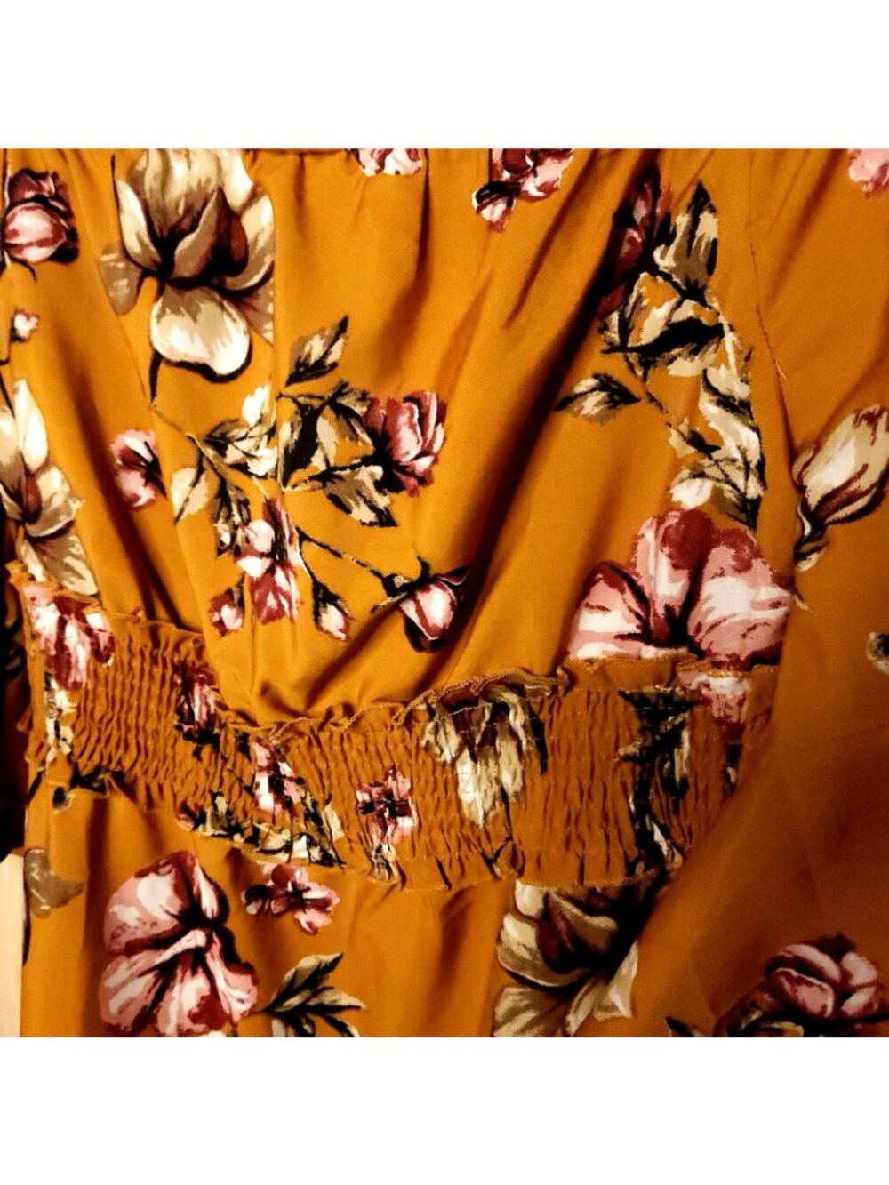 Indulge Womens Brown Floral Off The Shoulder Silky Tunic Dress Medium - Picture 2 of 6